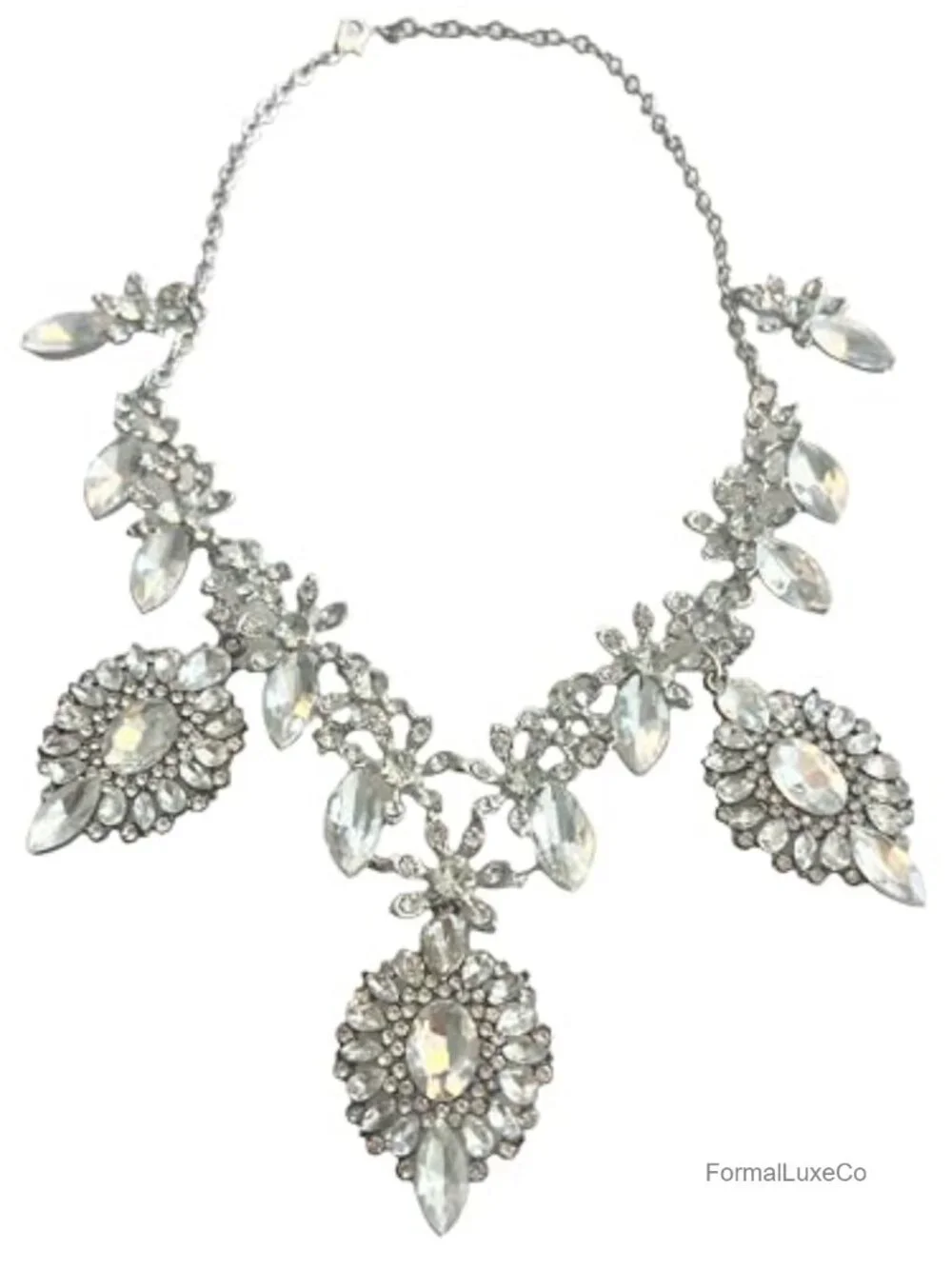 Art Deco Rhinestone Chunky Statement Necklace for Wedding Prom Party